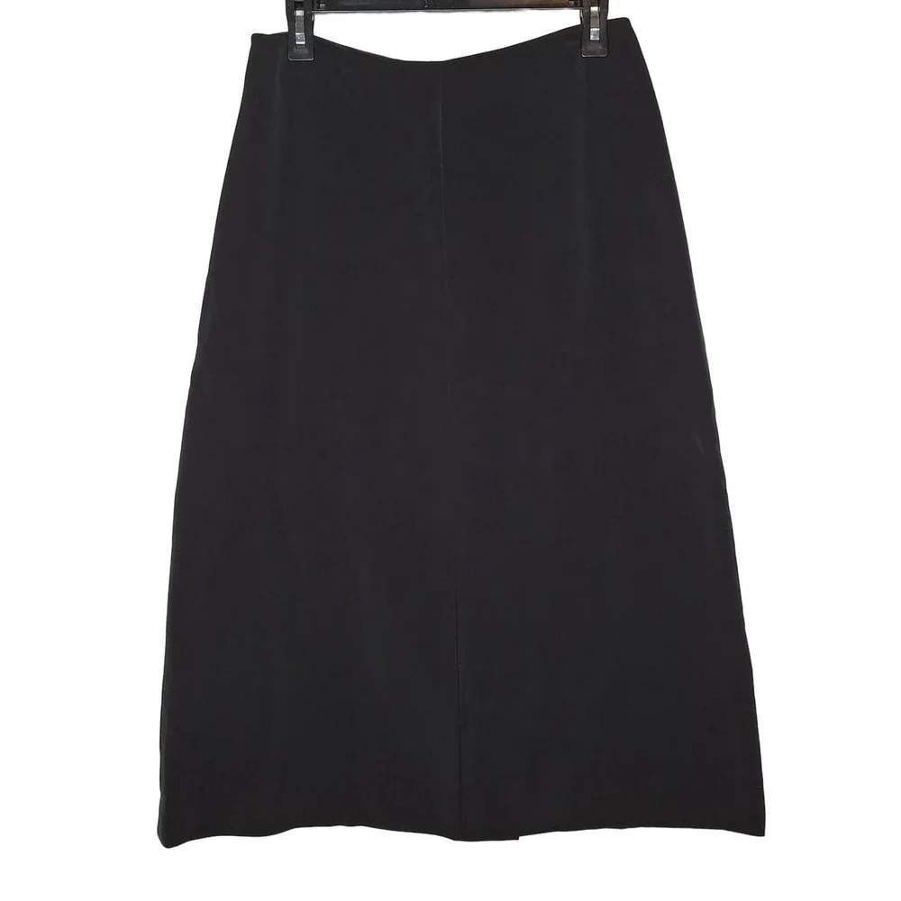 Philippe Adec Paris Black A-line Midi Skirt Career US 8 FR 42 Front Slit Capsule